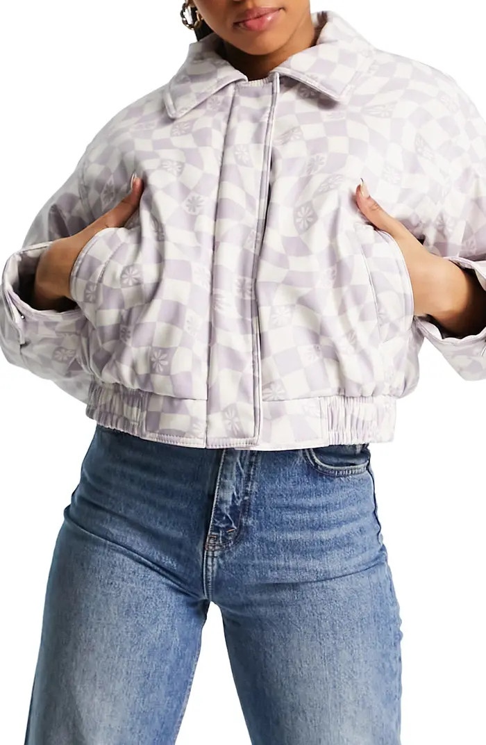 Print Leather Bomber Jacket | Nordstrom