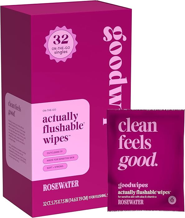goodwipes Flushable Wipes - Individually Wrapped Butt Wipe for On-the-Go Adults - Portable Mini W... | Amazon (US)
