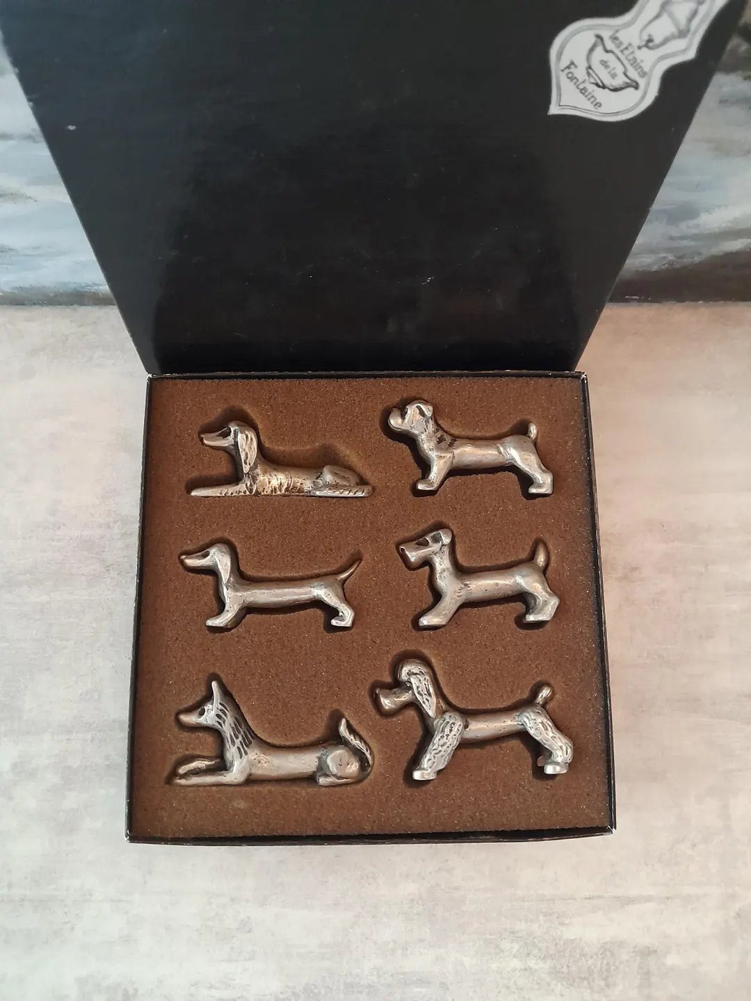 Six Sweet Dog Knife Rests French Les Etains De La Fontaine Vintage Pewter Set Dog Lover's Gift, O... | Etsy (US)