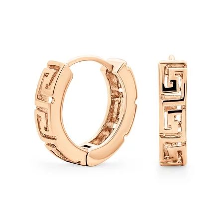 Greek Key Cutout Kpop Huggie Hoop Earrings for Women for Men Rose Gold Plated 925 Sterling Silver Hi | Walmart (US)
