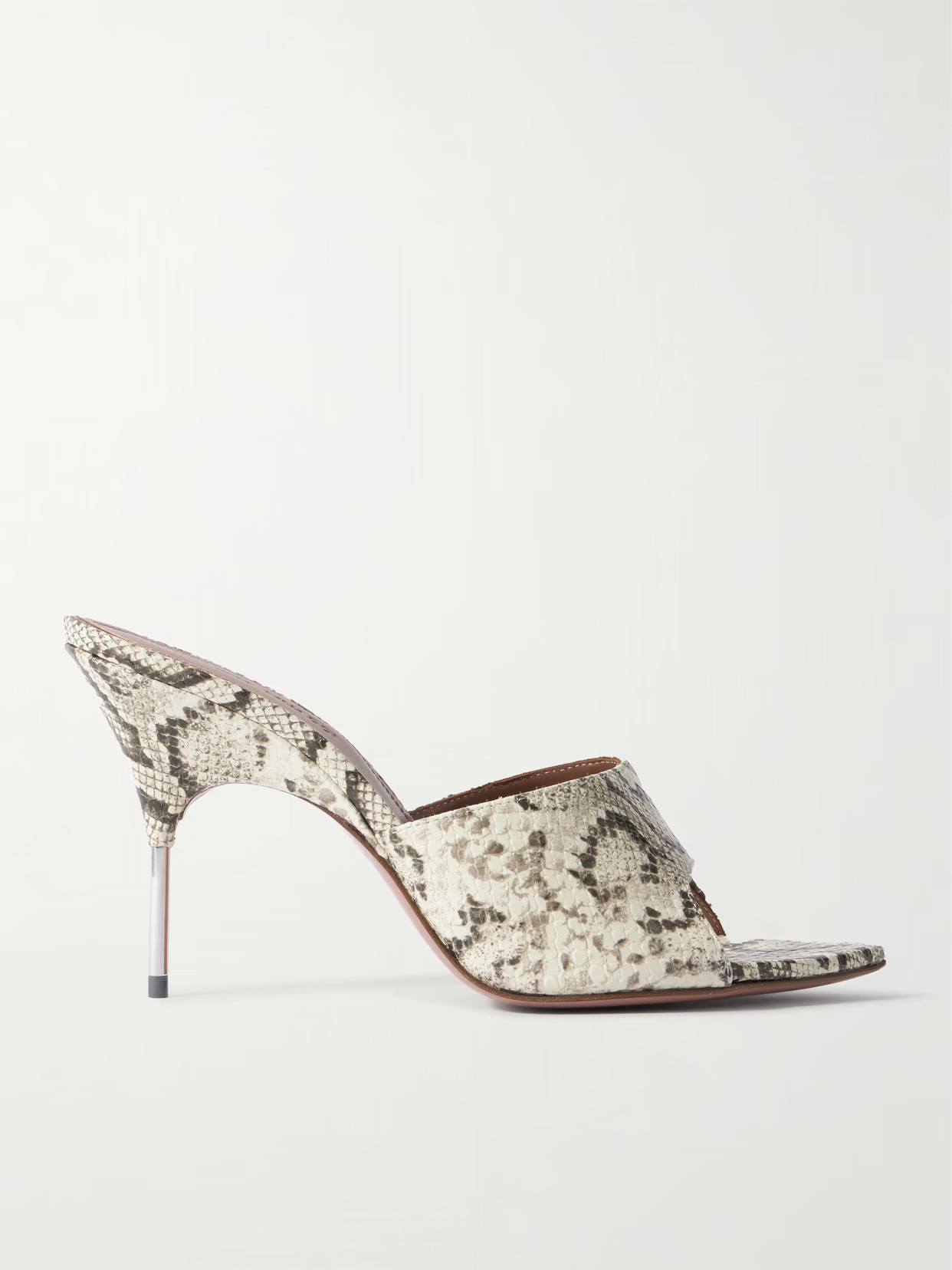 Amina Muaddi - Bianca Snake-effect Leather Sandals - Animal Print | NET-A-PORTER (US)
