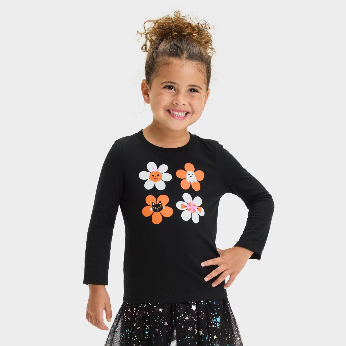Toddler Girls' Halloween Daisy Long Sleeve T-Shirt - Cat & Jack™ Black | Target
