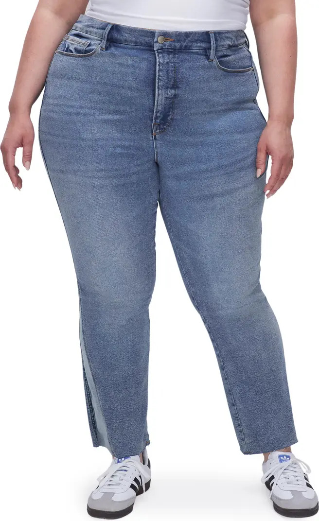Good Curve Pieced Raw Hem High Waist Ankle Straight Leg Jeans | Nordstrom