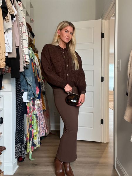 All brown outfit for date night! The color liner I’m wearing is shade “Hot Spicy” - wearing a S in the dress and cardigan. The dress runs very small! 

#LTKHoliday #LTKworkwear #LTKSeasonal