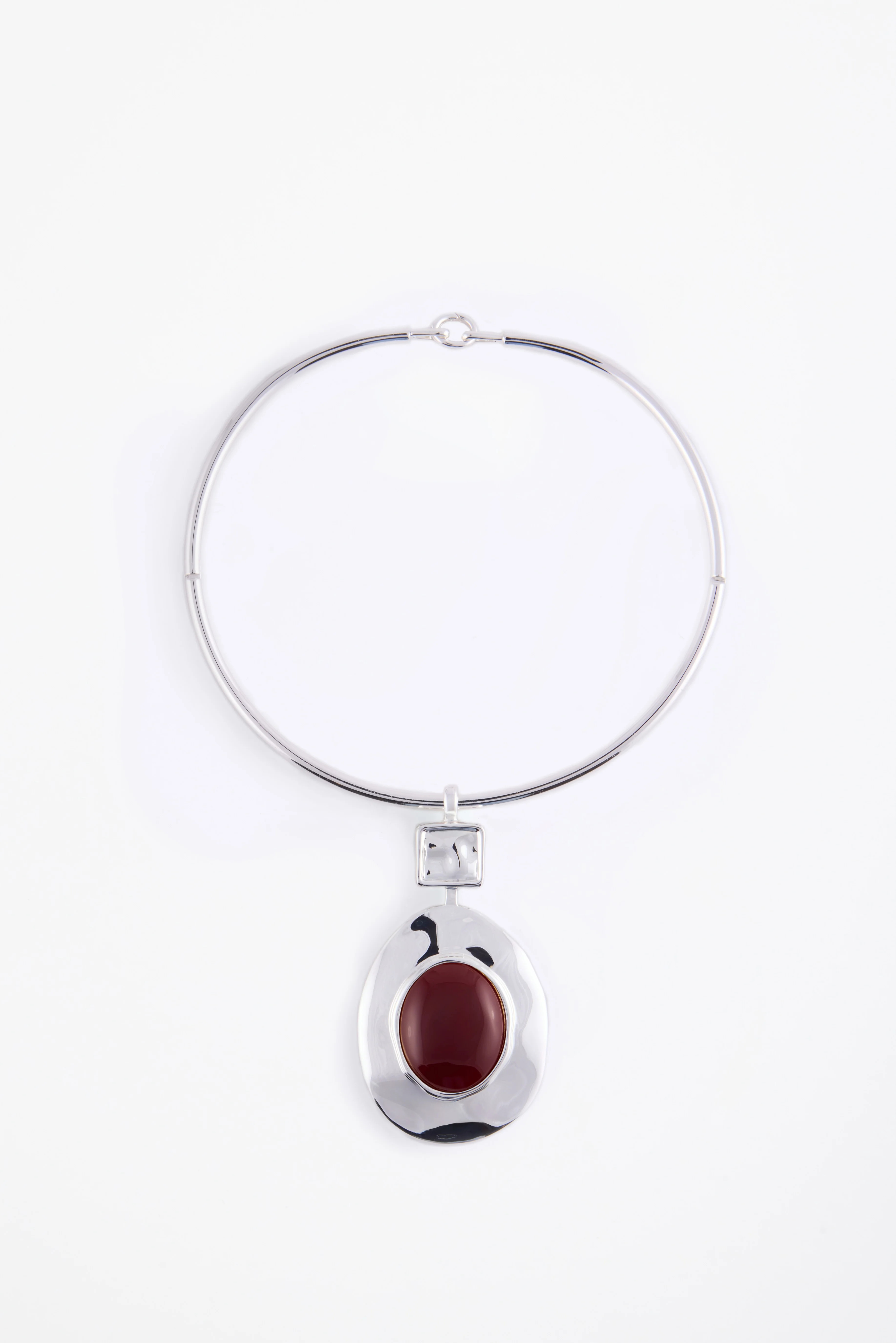 Stone Drop Necklace (Silver/Oxblood) | SAME
