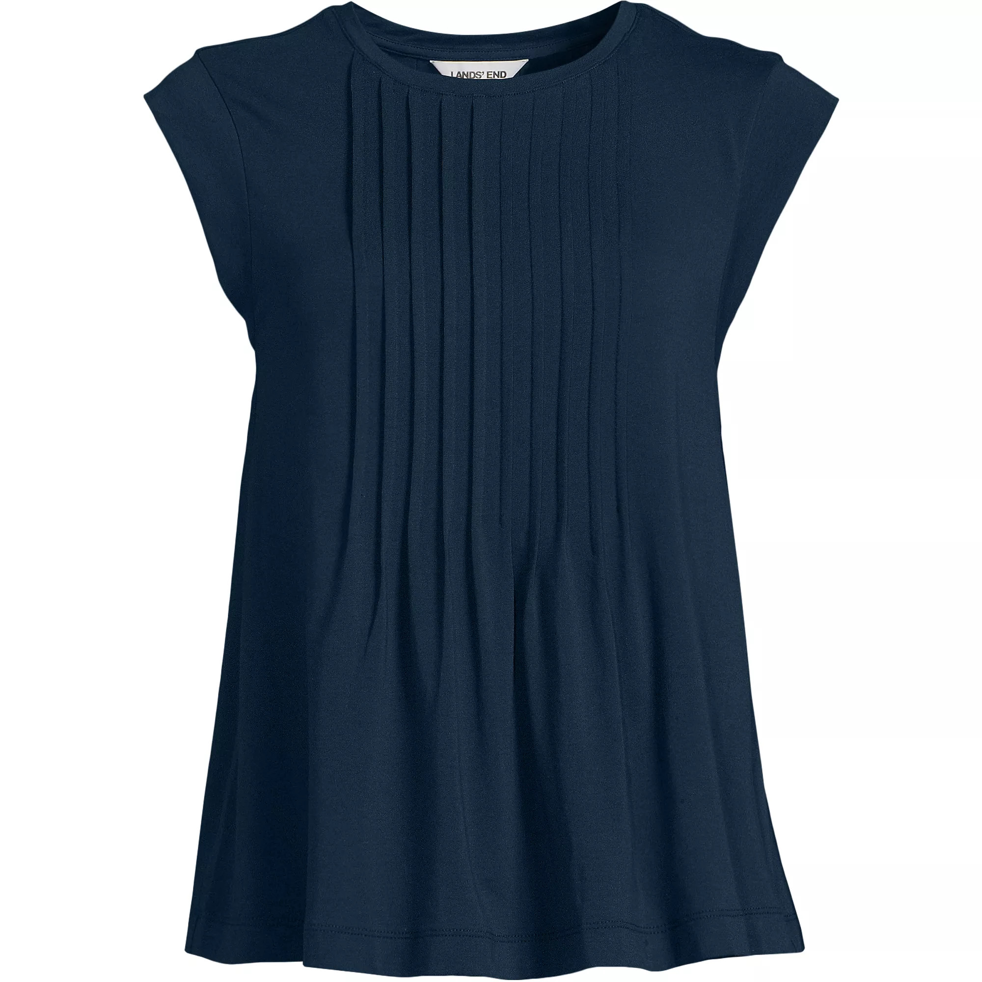 Women's Cap Sleeve Lightweight Jersey Pintuck Swing Top | Lands' End (US)