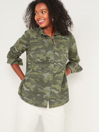 Relaxed Twill Utility-Pocket Tunic Shirt for Women | Old Navy (US)