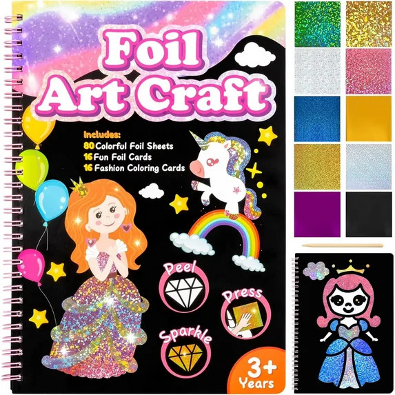 Fun Foil Art Kit for Kids - Art Craft Activity for Kids ， DIY Foil Coloring Kits for Girl Toys ... | Walmart (US)