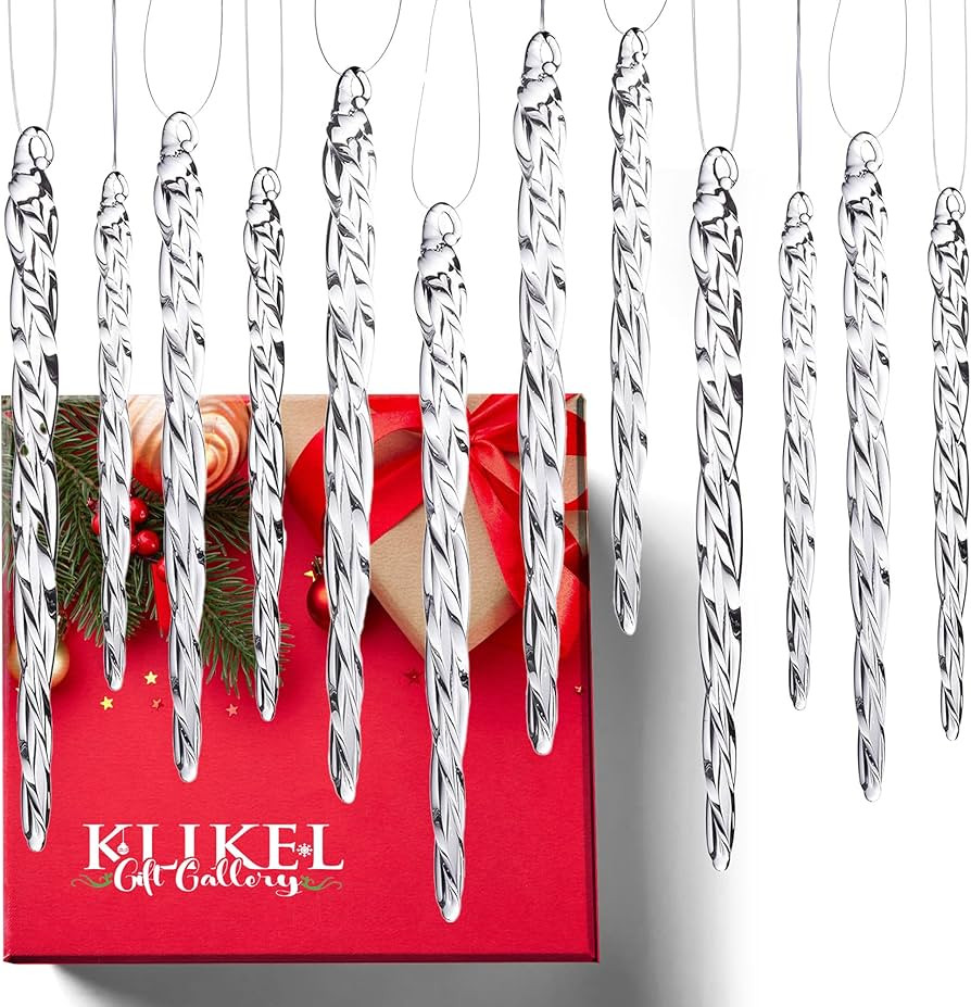 Klikel Glass Icicle Ornaments - Winter Decorations for Christmas Tree - Total 36 Hanging Ornament... | Amazon (US)