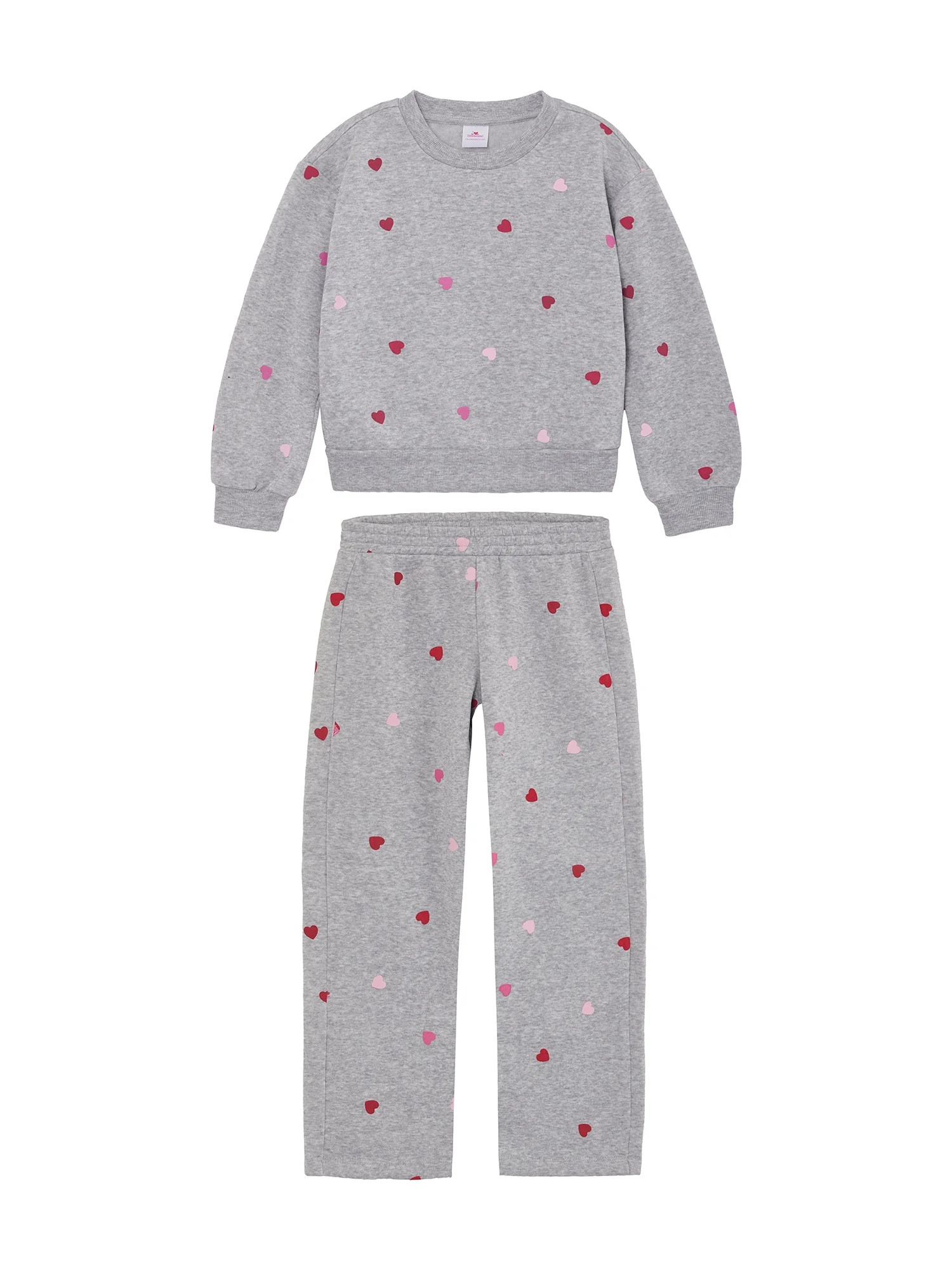 Way to Celebrate Girls' Valentine's Day Fleece Sweatshirt and Pant Set, Sizes 4-18 & Plus | Walmart (US)