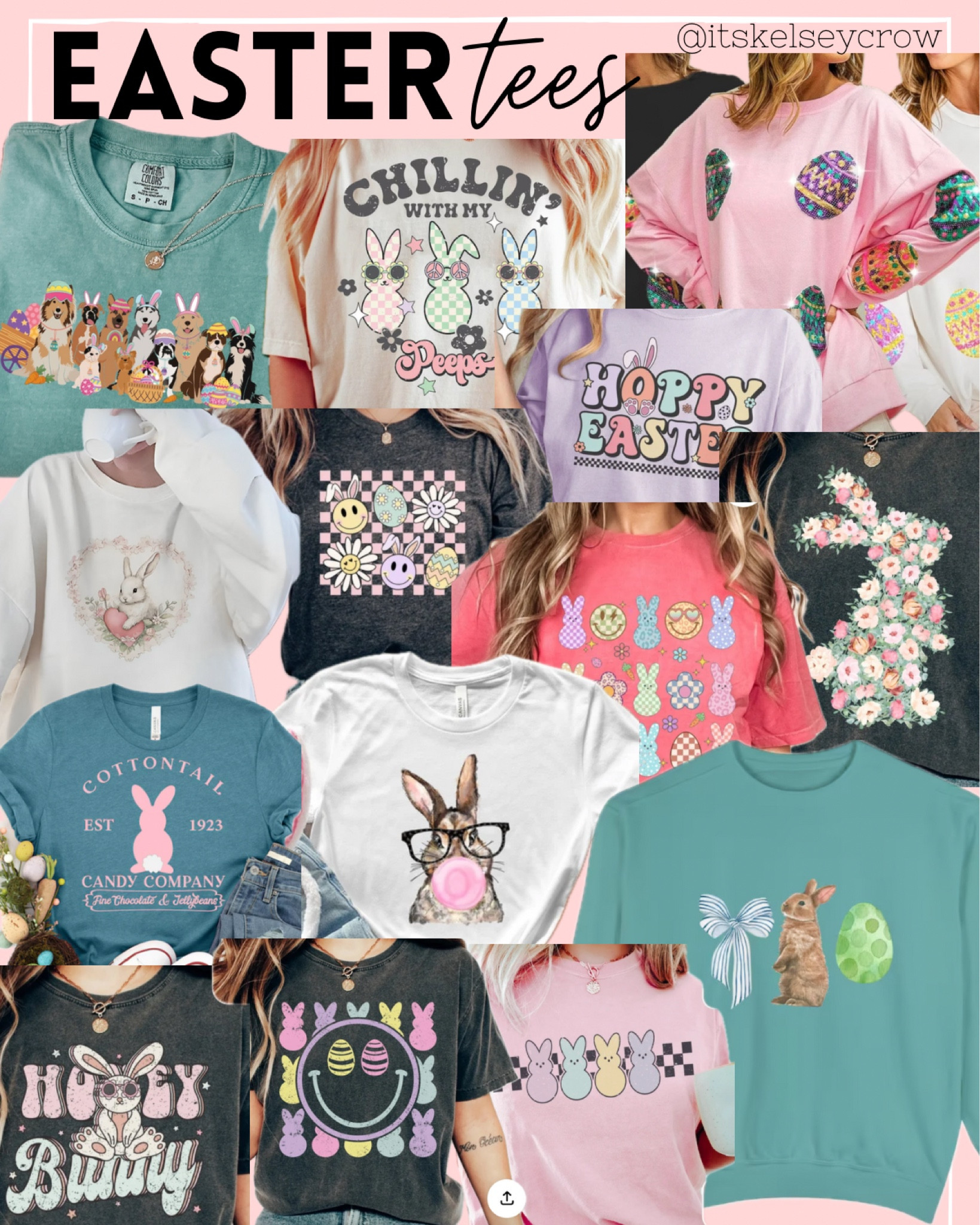 Easter tees 
Teacher tees
Easter
Easter bunny
Easter basket ideas 
Peeps
Bows
Coquette 
90s
Oversized tee

#LTKstyletip #LTKfindsunder50 #LTKSeasonal