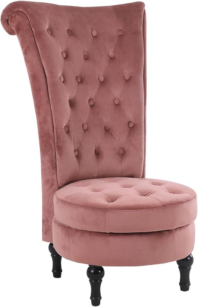Retro Velvet Living Room Chair High Back Armless Throne Chairs Upholstered Tufted Accent Chair wi... | Amazon (US)