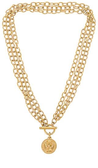 Viviane Toggle Multi Chain Coin Necklace in Gold | Revolve Clothing (Global)