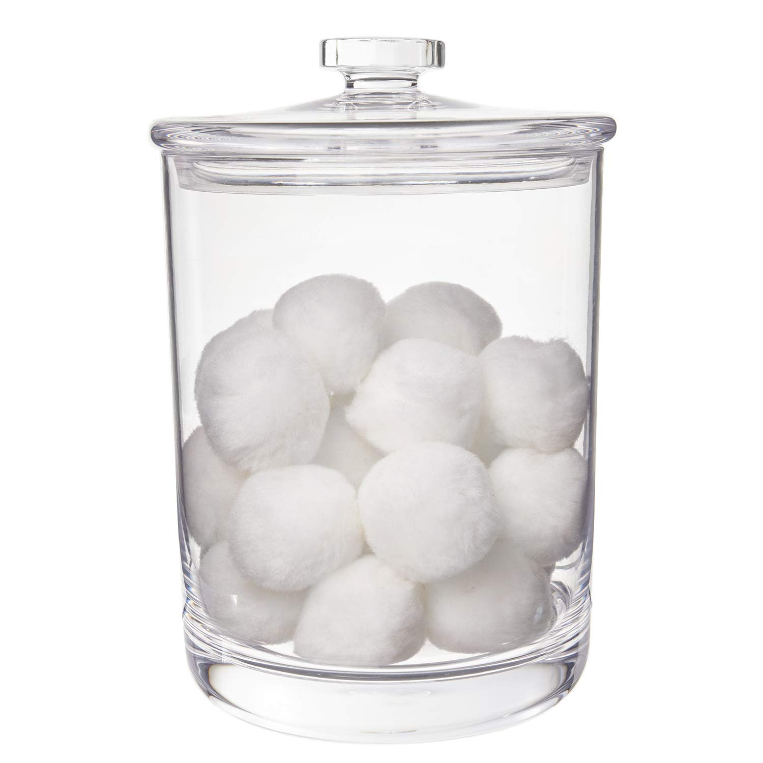 STORi Premium Quality Clear Plastic Makeup and Cotton Ball Holder | 60-oz Apothecary Jar with Lid... | Amazon (US)
