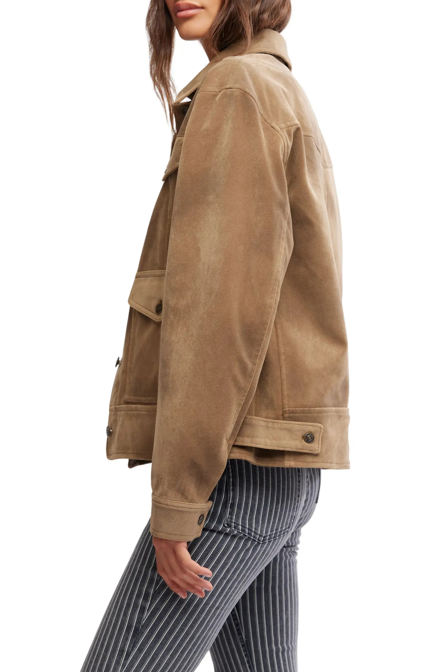 Free People Night Ranch Faux Suede Trucker Jacket (Women) | Nordstrom | Nordstrom