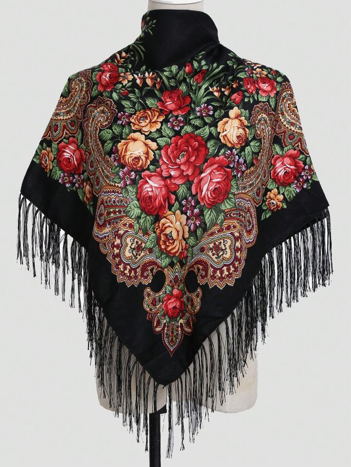 1 pieza Pañuelo cuadrado de estilo bohemio con estampado floral, de poliéster para mujer, acces... | SHEIN