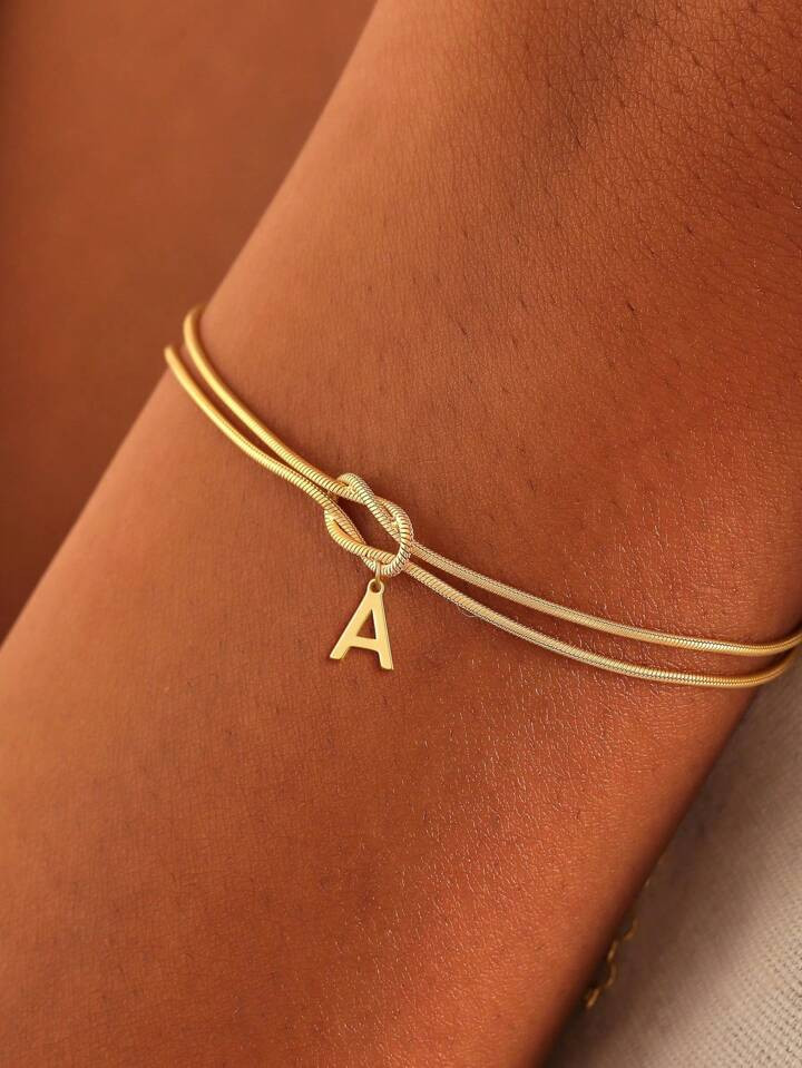 1 pieza Pulsera con nudo de amor delicado y simple con inicial de la letra A-Z, adecuada para dec... | SHEIN