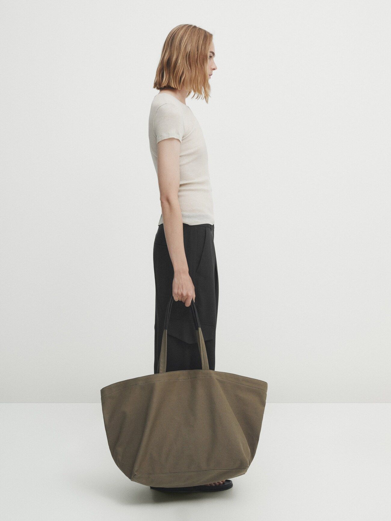 Maxi canvas shopper bag | Massimo Dutti (US)