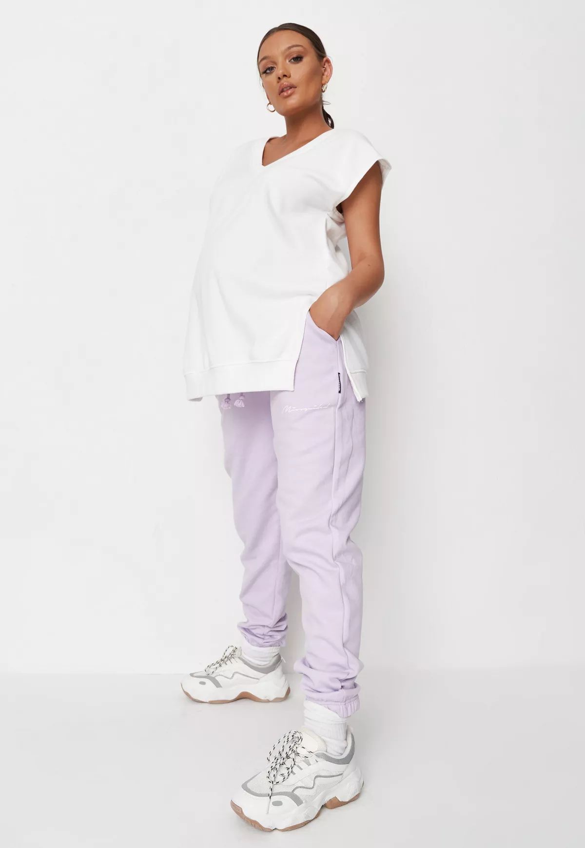 Missguided - Lilac Basic Under Bump Maternity Joggers | Missguided (US & CA)