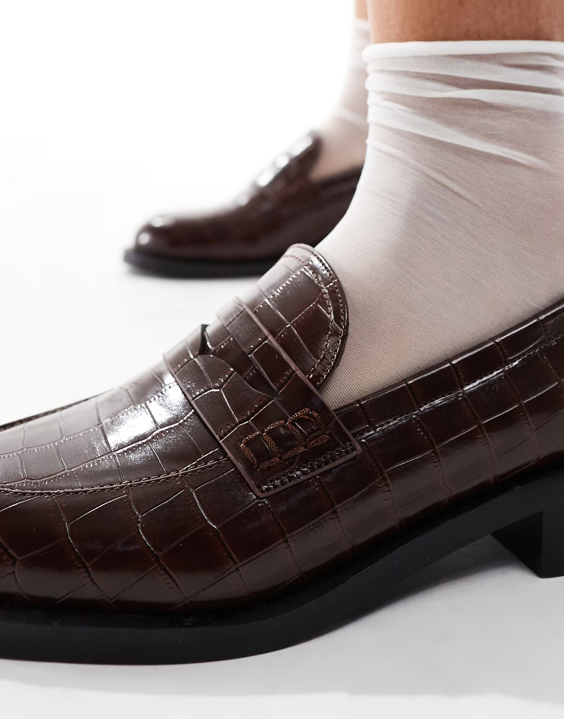 RAID Anamo loafers in brown croc | ASOS (Global)