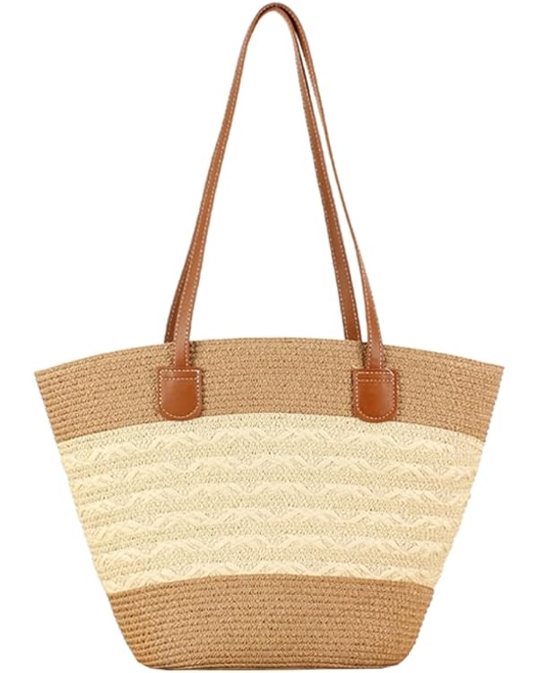 Women's Large Summer Beach Straw Tote Bags Woven Shoulder Bag Travel Beach Hobo Handbag Handmade ... | Amazon (US)