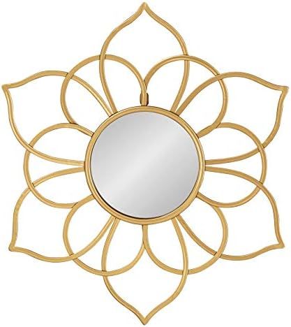 Kate and Laurel Brienne Metal Flower Round Wall Accent Mirror, Gold | Amazon (US)