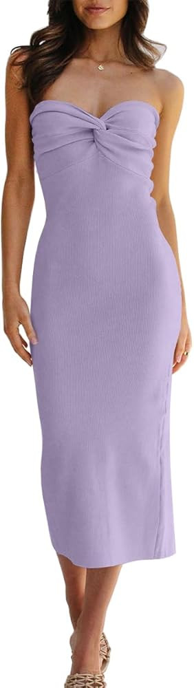 Amazon.com: LILLUSORY Women 2025 Summer Spring Corset Bodycon Midi Vacation Sun Dresses Sexy Baby... | Amazon (US)