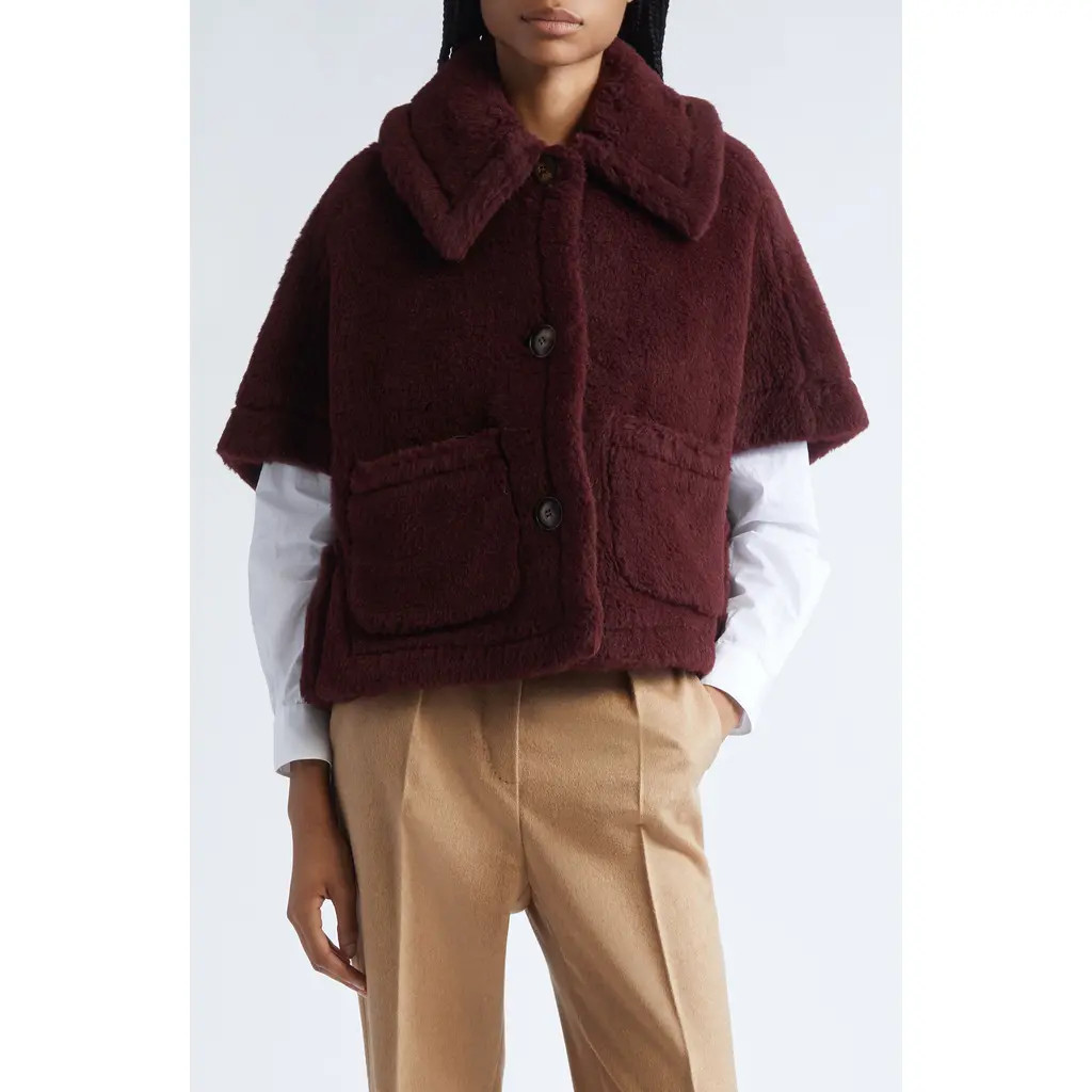Max Mara Teddy Bear Cape in Red Purple at Nordstrom, Size Medium | Nordstrom