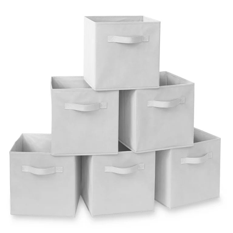 Casafield Set of 6 Fabric Storage Cube Bins, White - 11" Collapsible Foldable Cloth Baskets for S... | Walmart (US)