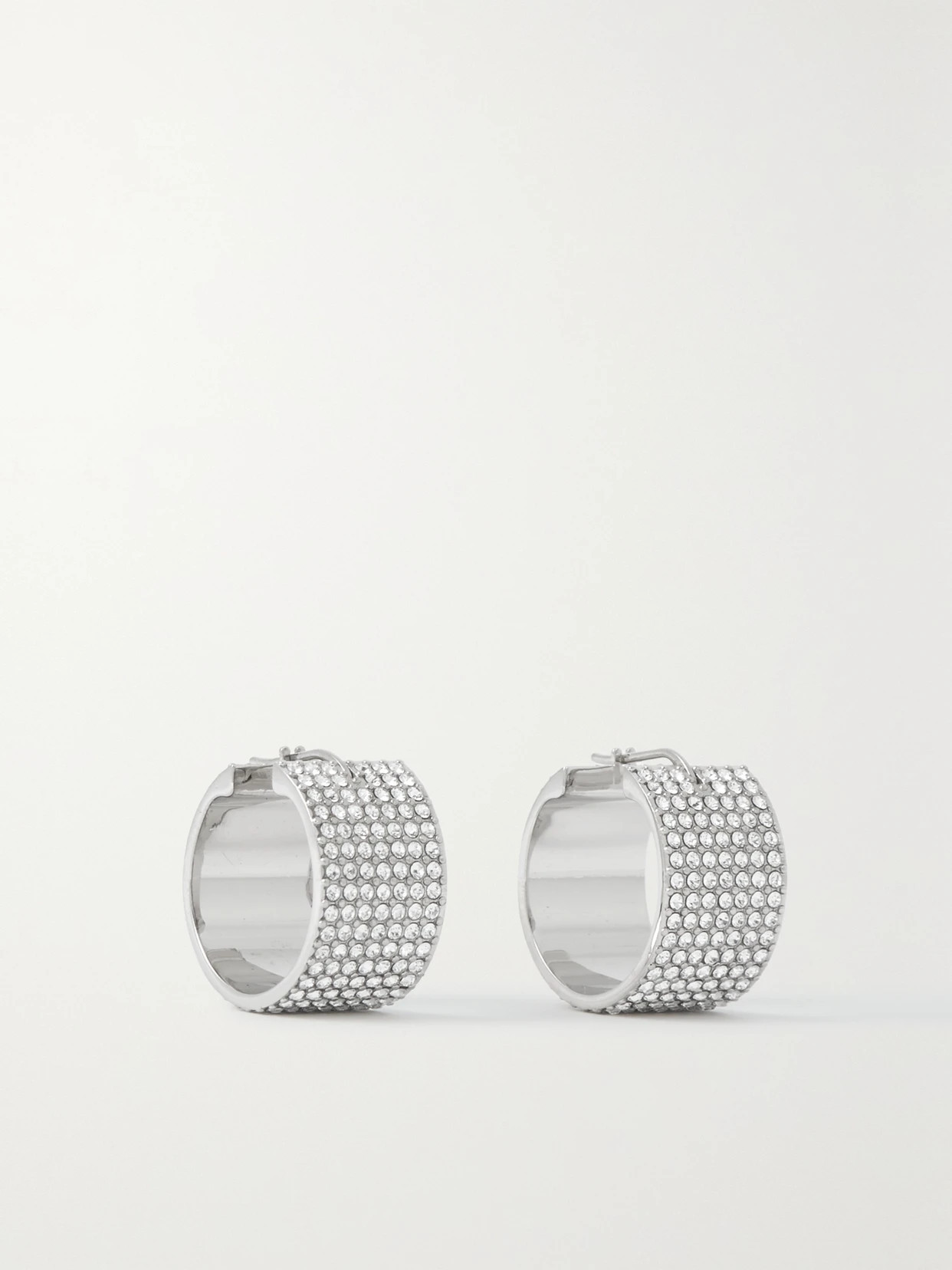 Amina Muaddi - Rih Small Silver-tone Crystal Hoop Earrings - One size | NET-A-PORTER (US)