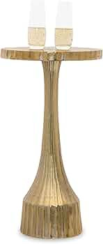 Small Round Gold Side Table by Objet D’Art, Accent, End, Pedestal, Martini, Drink Table for Liv... | Amazon (US)