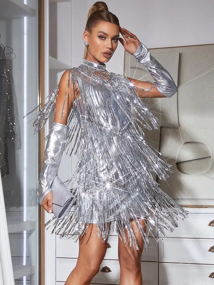 1pair Women Glitter Rhinestone Decor Fashion Fishnet Tights