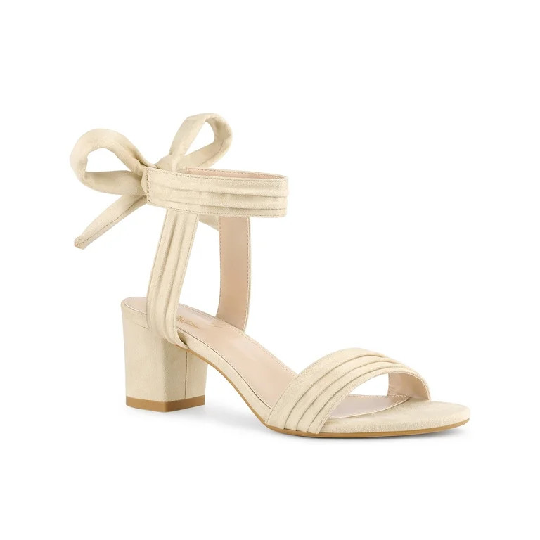 Perphy Women's Open Toe  Back Bow Chunky Heels Sandals | Walmart (US)