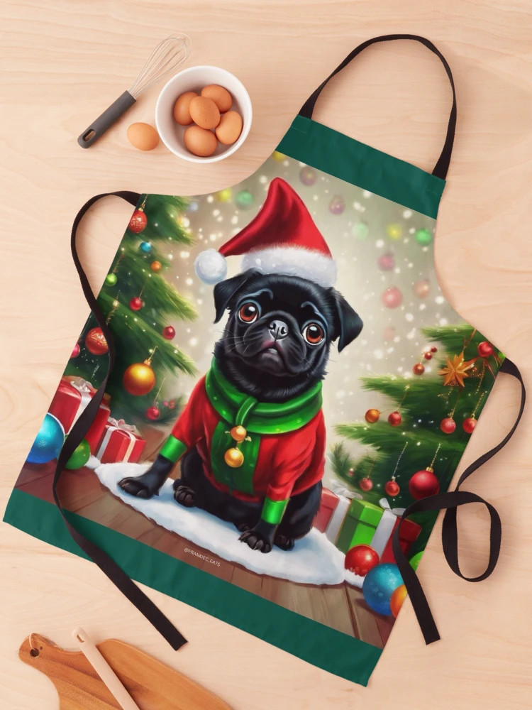 Christmas Black Pug Apron | Redbubble (US)