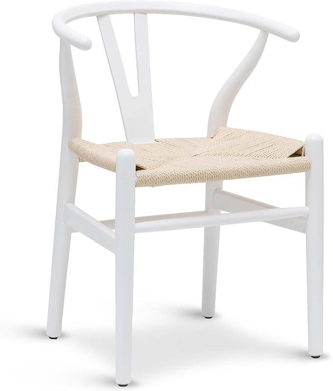 POLY & BARK Weave Dining Chair – Mid-Century Modern Wishbone Dining Chair with Arms, Solid Wood... | Amazon (US)