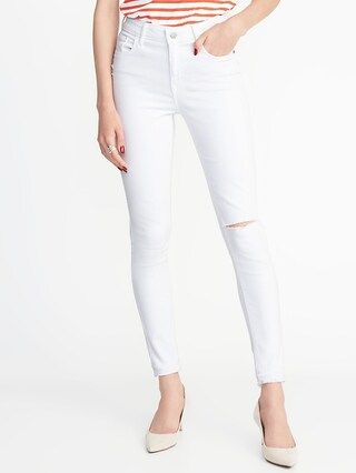 Old Navy Womens Mid-Rise Distressed Rockstar White Jeans For Women Bright White Size 0 | Old Navy US