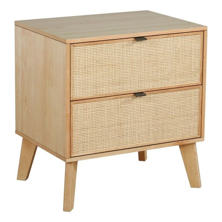 Linon Winnie Wood Nightstand With Cane Drawer Fronts in Natural | Walmart (US)