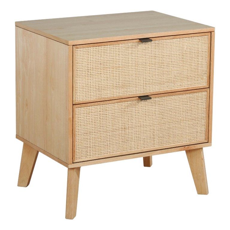 Linon Winnie Wood Nightstand With Cane Drawer Fronts in Natural | Walmart (US)