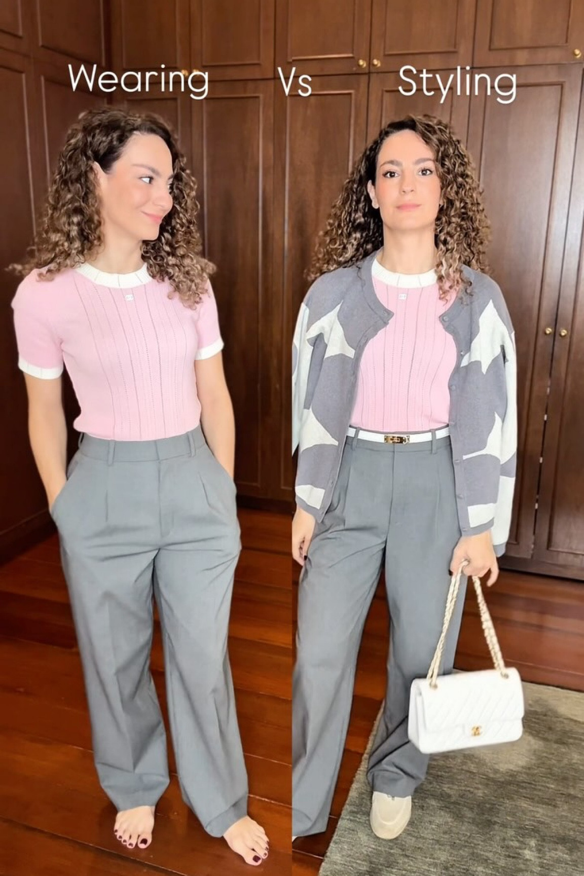💖 Pastels are back, and pink is leading the trend for Spring 2025! But let’s be real—just wearing an outfit isn’t the same as styling it. 

Grey trousers are a staple in my wardrobe, and pairing them with a trending pastel pink gives a fresh, effortless elegance. The difference? Accessories, proportions, and those little finishing touches that make an outfit look put-together.

Pants @uniqlosg 
Top and Bag @chanelofficial 
Loafers @loropiana 
Cardigan @minimonostore 

#pasteltrend #pastelpink #pastel #spring2025fashion #wearingvsstyling #parisianstyle #chanelstyle #eleganceinspiration #feminineelegance #petitestyle #fashiontrends2025 #elevatedstyle #capsulewardrobe #chicandtimeless #stylehacks #eleganceiskey #elegantstyle #elegantcasual #casualchic #uniqlo #chanelrtw #loropiana #curlyhairstyles