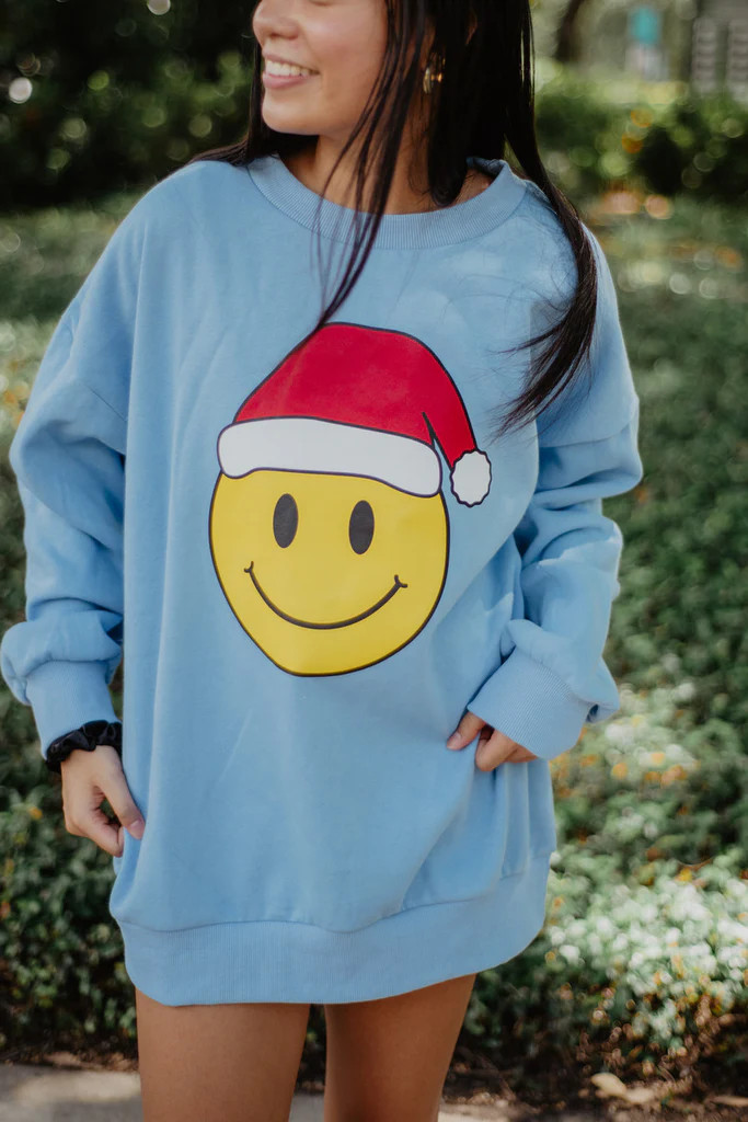 Santa Happy Face Women's Graphic Sweatshirt | Katydid.com