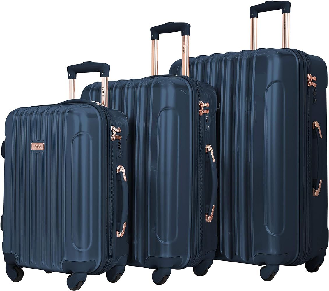 kensie Women's Alma Hardside Spinner Luggage, TSA-Approved, Midnight Blue, 3-Piece Set (20/24/28) | Amazon (US)