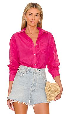 Solid & Striped The Oxford Tunic Button Up in Bougainvillea from Revolve.com | Revolve Clothing (Global)
