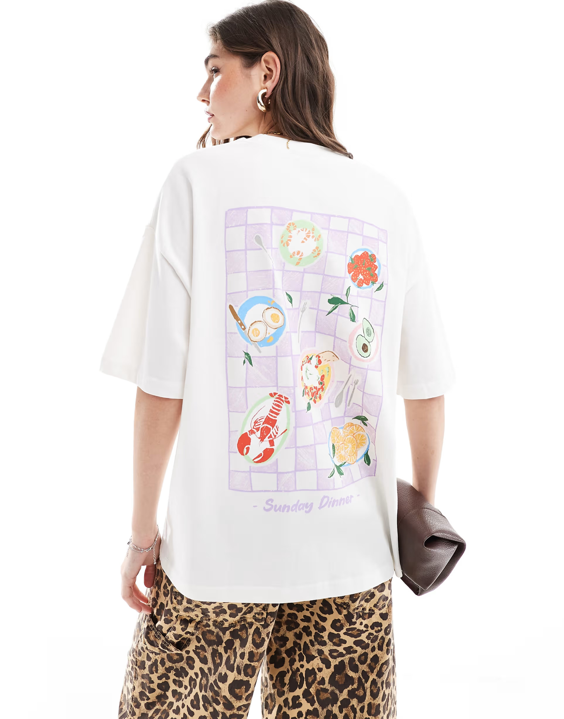 ASOS DESIGN boyfriend fit heavyweight t-shirt with sunday dinner back graphic in cream | ASOS (Global)