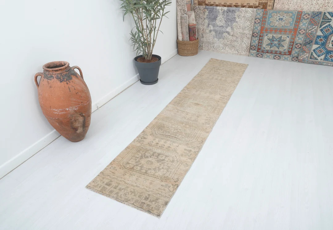 2x10 Rug, Muted Runner, Turkish Runner Rug,Vintage Runner Rug,Oushak Runner Rug,Oushak Rug, Faded... | Etsy (US)