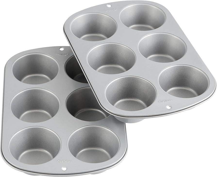 Wilton Recipe Right Non-Stick 6 Cup Jumbo Muffin Pan, 2 count (Pack of 1) | Amazon (US)