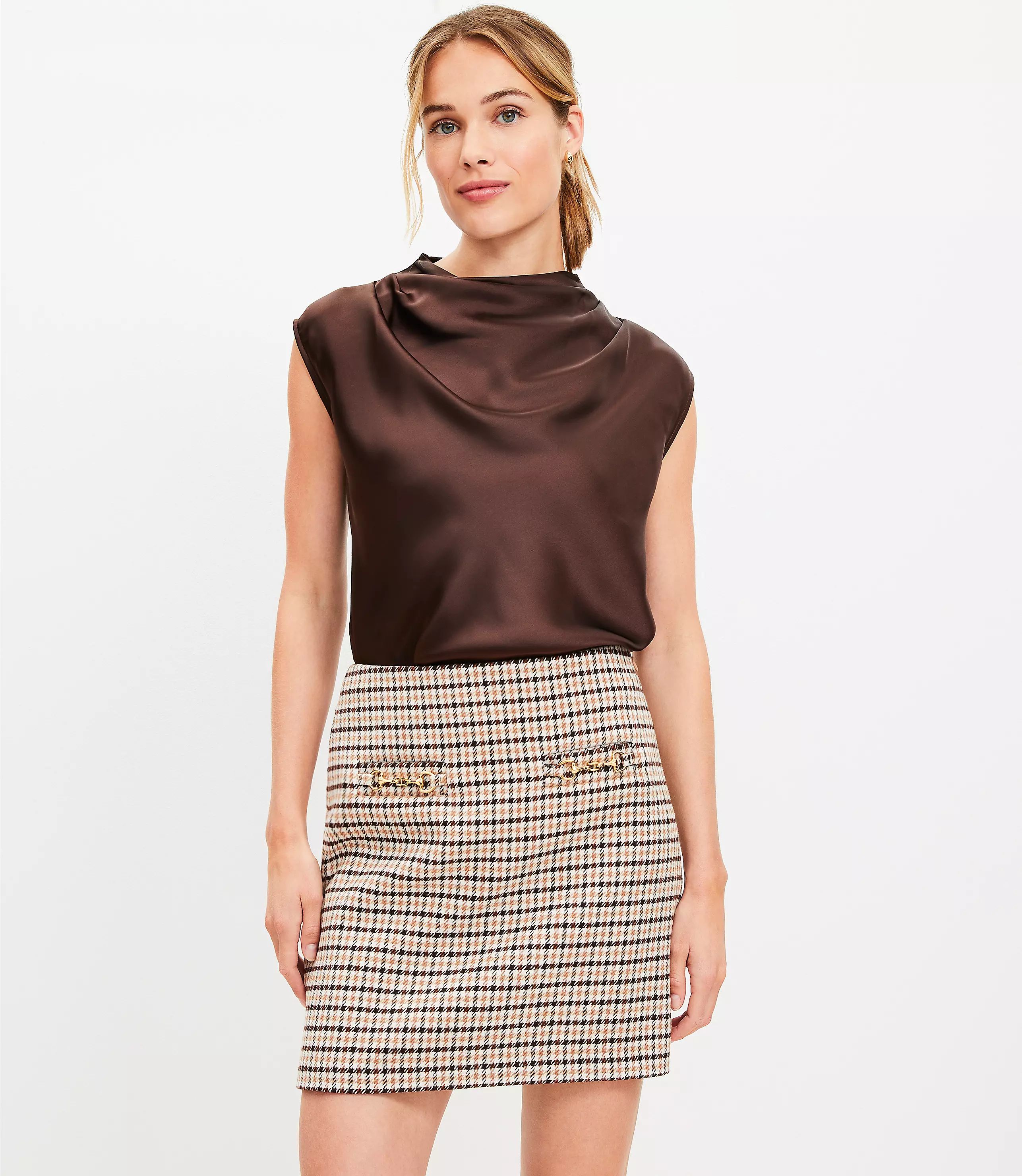 Horsebit Plaid Mini Skirt | LOFT