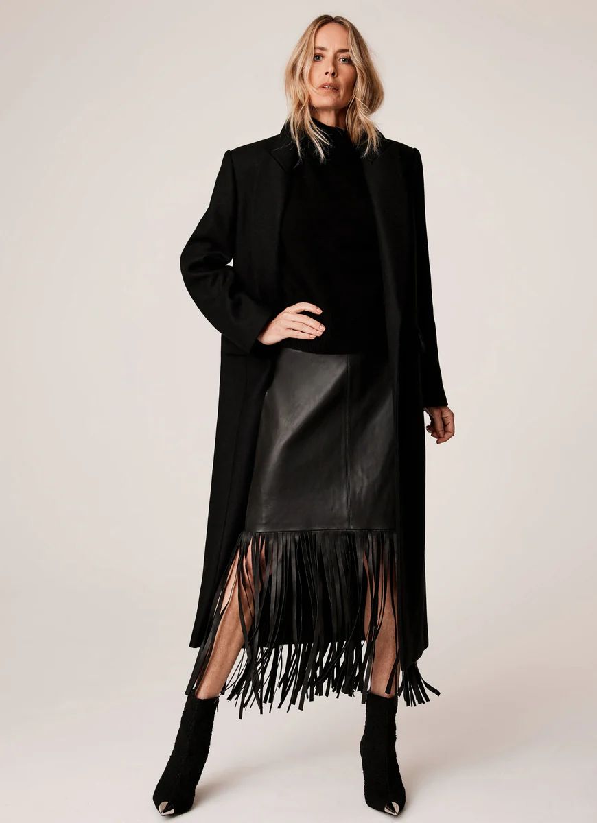 Black Wool Blend Long Coat | Mint Velvet