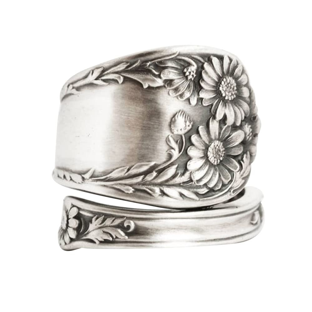Sunflower Spoon Adjustable Rings Promise Wedding Engagement Statement Boho Vintage Finger Open Ri... | Amazon (US)