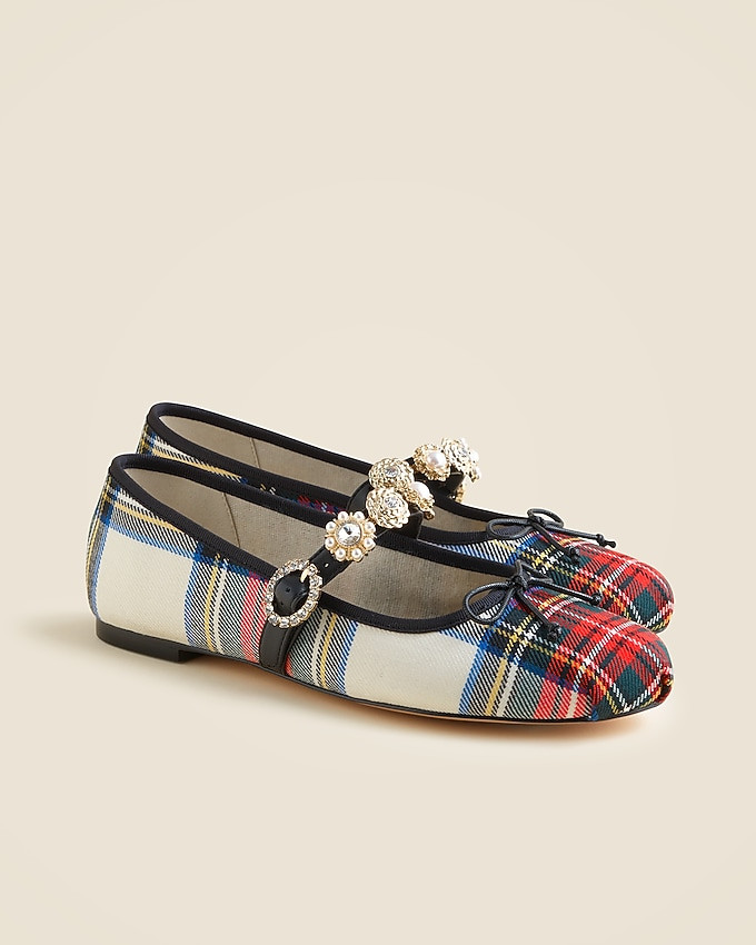 Logan embellished Mary Jane ballet flats in tartan | J. Crew US