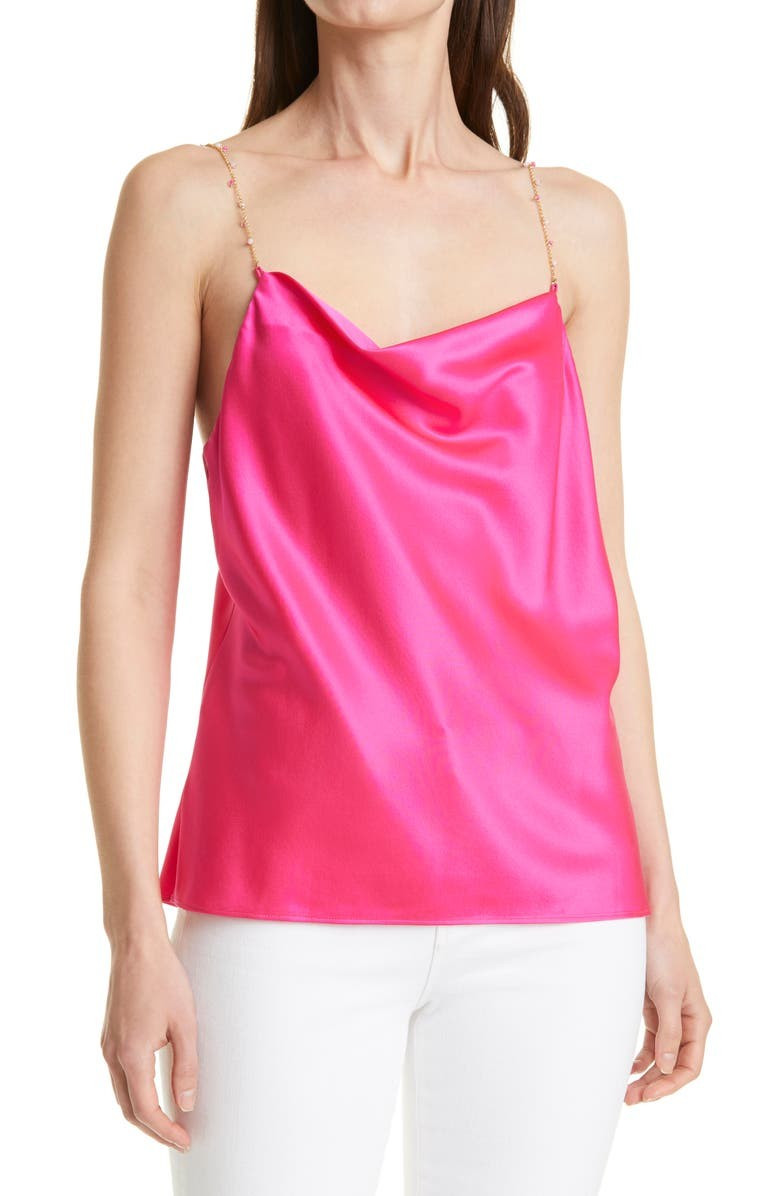 Busy Bead Cowl Neck Stretch Silk Camisole | Nordstrom
